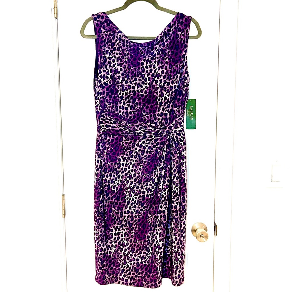 RALPH LAUREN plum purple leopard print dress